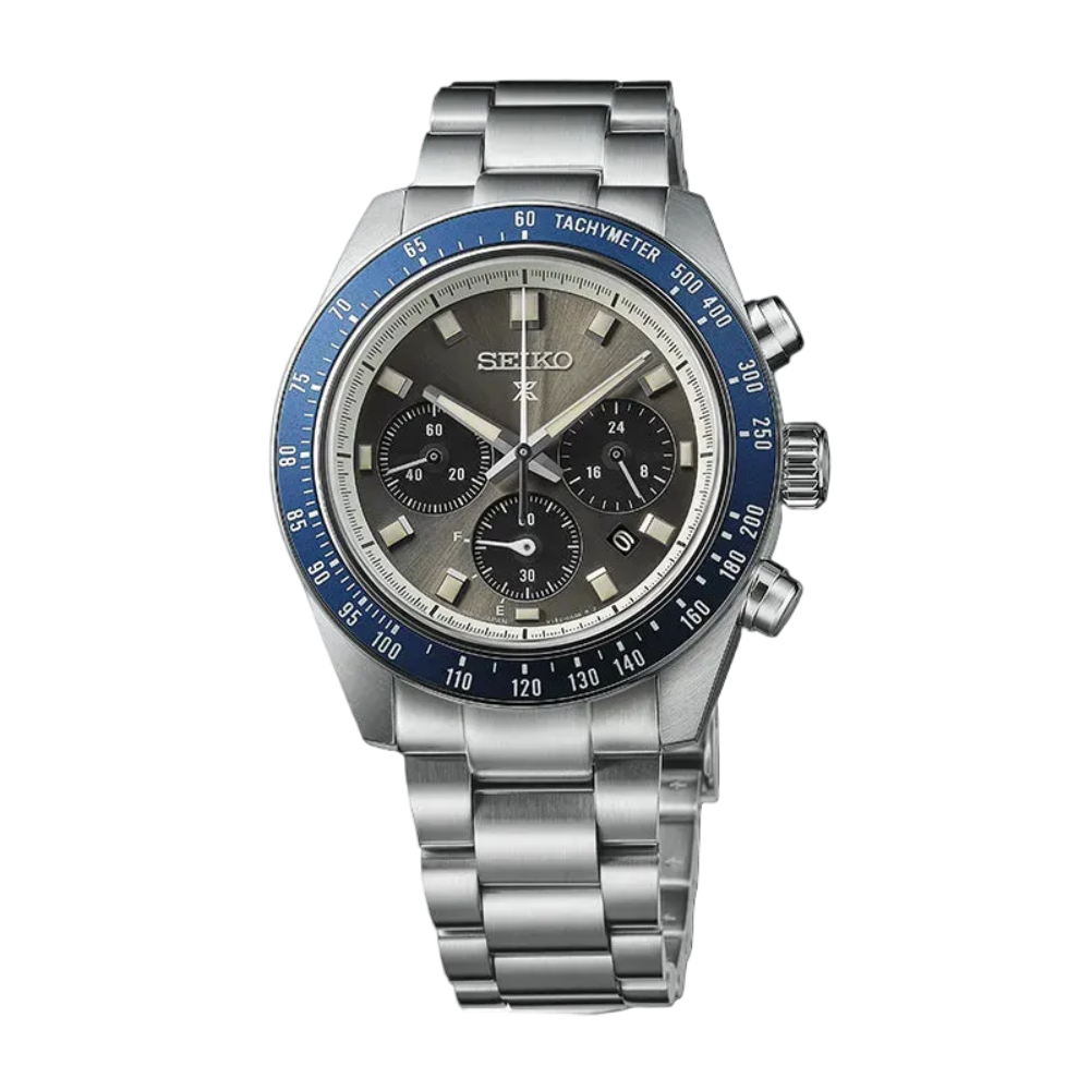 SEIKO PROSPEX - Dark Grey w/ Blue Bezel Speedtimer Solar Chronograph | SSC939P1