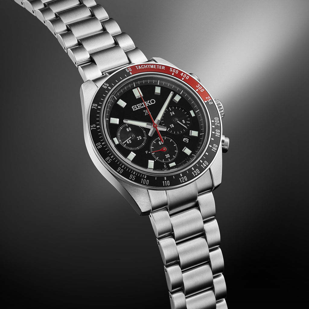 Seiko PROSPEX Speedtimer Solar Chronograph | Black & Red Dial | SSC915P1